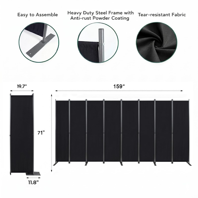 1-Panel 6 ft Tall Indoor Folding Room Divider, Portable Privacy