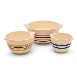 Great Jones Stir Crazy 3-Piece Stackable Ceramic Mixing Bowl Set (6.8", 9.1", 12") | Dishwasher, Freezer & Microwave Safe | Perfect for Baking, Serving & Mixing | Nestable for Easy Storage (Striped)