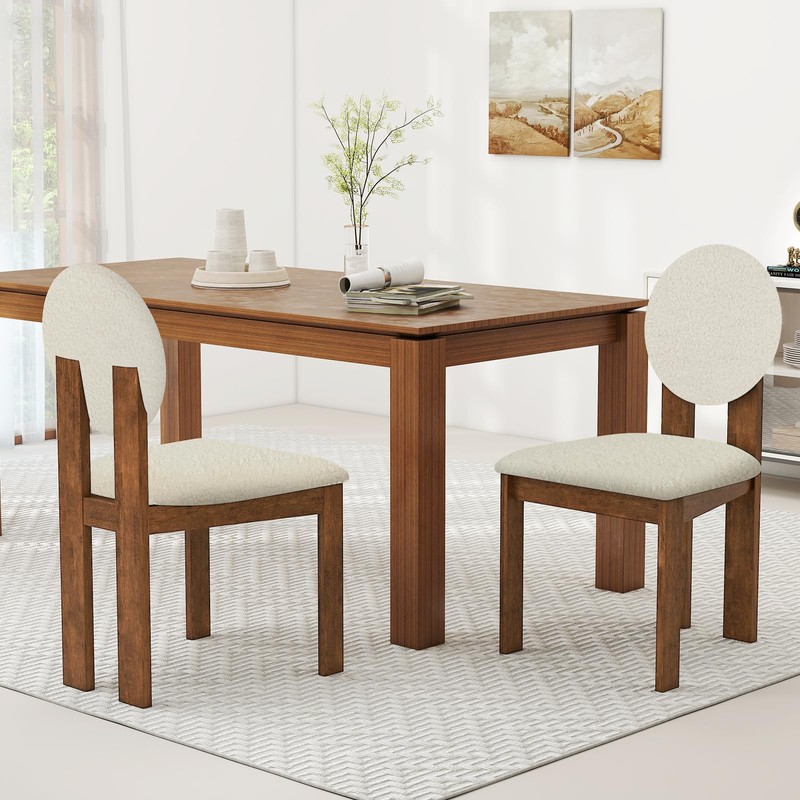 Giantex Sherpa Dining Chairs Set of 2, Mid Century Modern