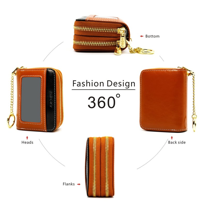 ANDOILT Small Genuine Leather Wallet for Women Men RFID Blocking