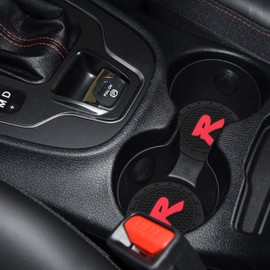 4Car4U for Type-R Cup Holders Insert Coaster Automotive Accessories Silicone Anti Slip Cup Mat for Honda Type-R R Civic Accord Fit Insight Clarity CR-V HR-V Pilot Passport Odyssey(2.75" Diameter-2PCS)