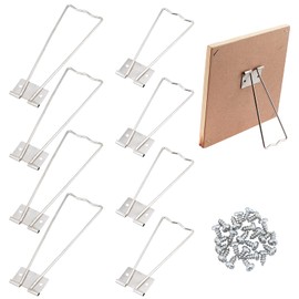 FINGERINSPIRE Pack of 12 2 Styles Picture Frame Easel Back Stand Iron Picture Frame Holder Iron Picture Frame Easel with 24 Pieces Screws (Stainless Steel Colour)