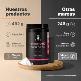 Myo  D-chiro Inositol Platinum Ratio 401 492g 120 Porciones. B Life.                                                                                  