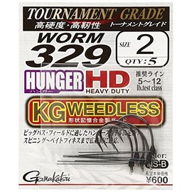 Gamakatsu Worm Hook Worm 329 Hanger HD KG Weedless 1/0 4 NS Black 68150