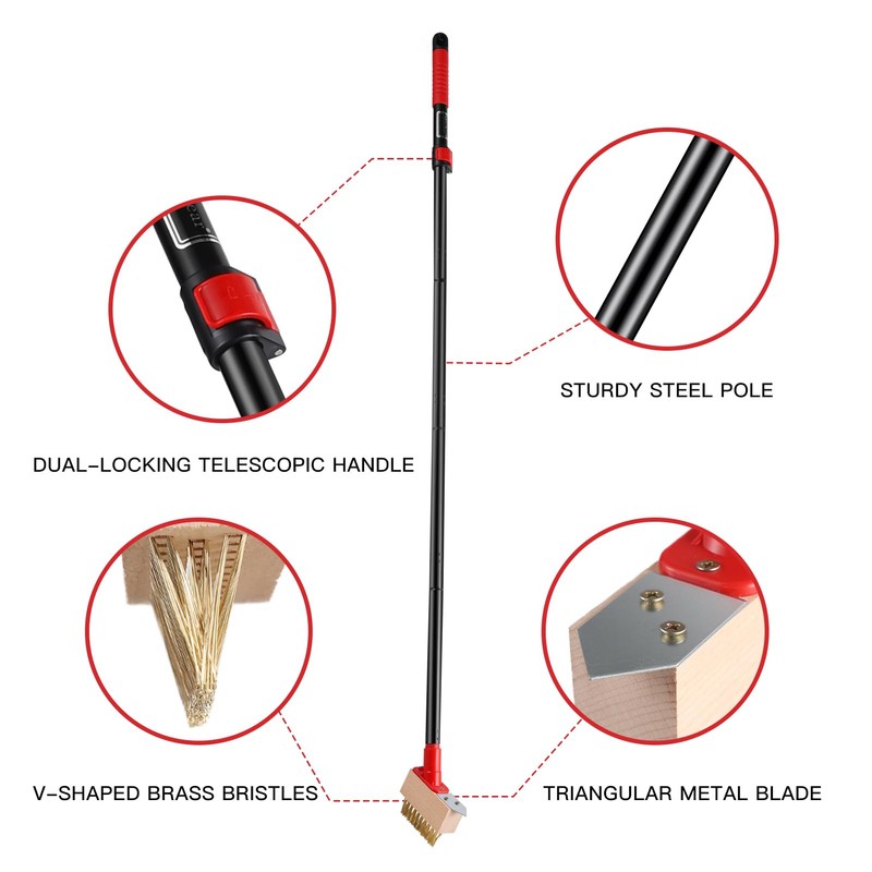 Mitclear Moss Remove Brush with Long Handle(53IN), Deck Crevice Cleaning