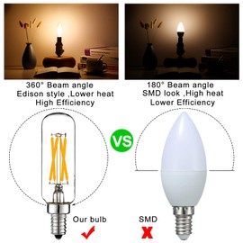 LiteHistory LED Bulb Dimmable 6W Equal Warm White 2700K T6 T25 E12 Candelabra Bulb 60 watt for Chandeliers,Ceiling Fan,Pendant,Wall sconces AC120V 600LM e12 Light Bulb 6Pack