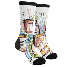 LUADSN Drum Novelty Socks Funny Crew Socks Crazy Casual Socks For Women Men