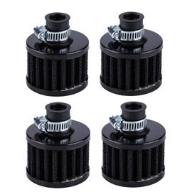 4pcs 12mm Mini Black Air Filter Vent Crankcase Breathe Car Accessory with Double Filter Screen Universal Turbo Vent Air Intake Filter Cleaner For Car Motorcycle Go Kart