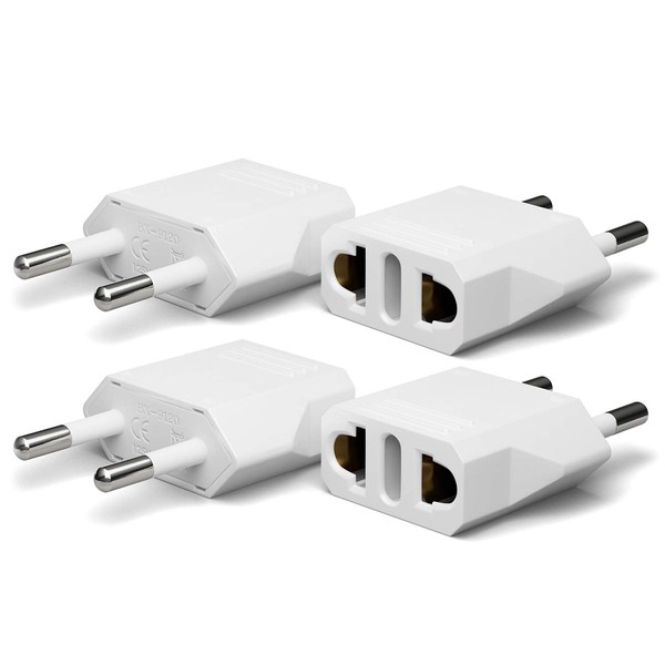 4 Pack European Travel Plug Adapter, Unidapt US to Europe