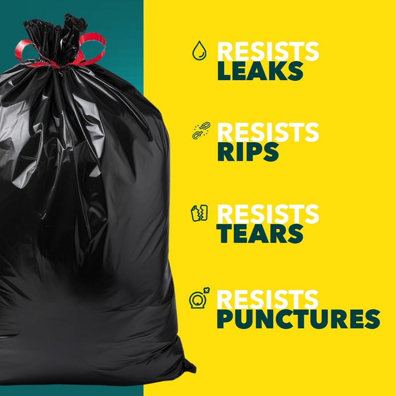 Plastico Extra Tall Kitchen Trash Bags - 18 Gallon, Black,