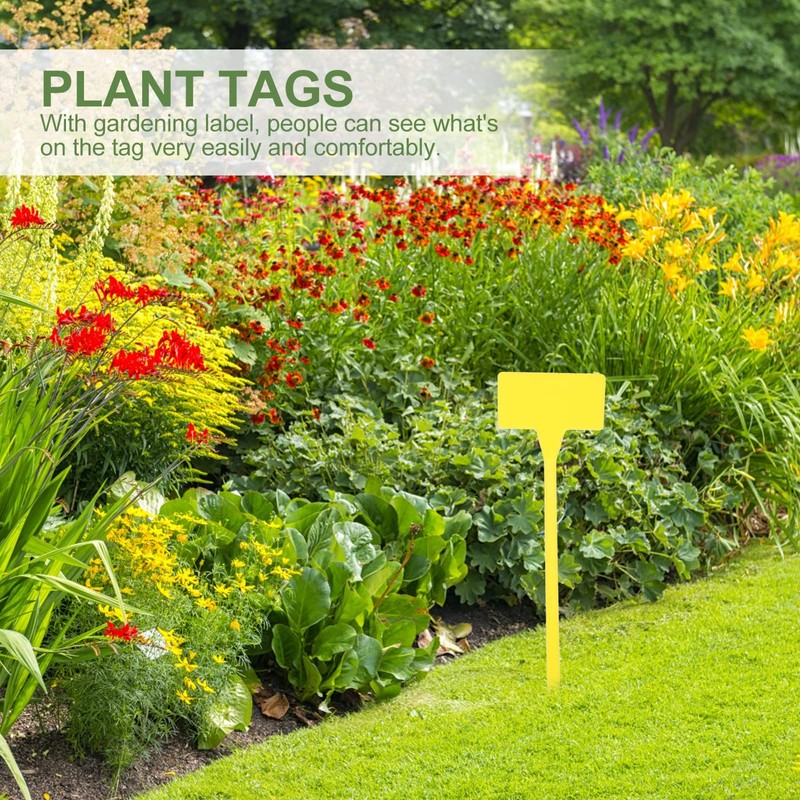 OUNONA Waterproof Plant Markers 30 CM Yellow 10 PCS