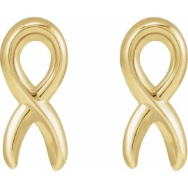 Paris Jewelry 14K Yellow Gold Survivor Ribbon Earrings