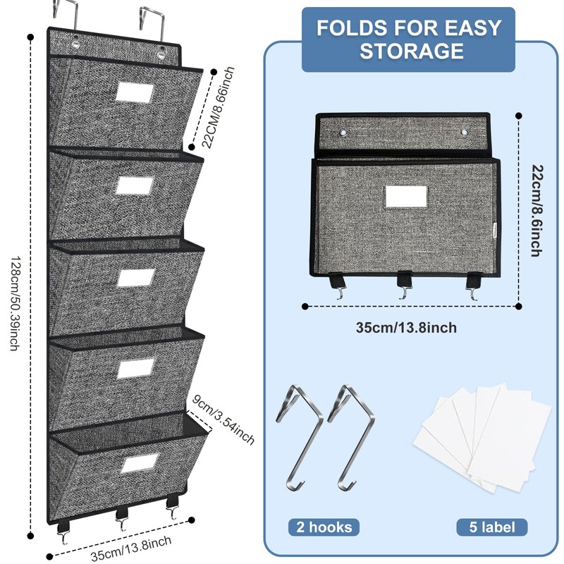 VERONLY Hanging Wall File Folder Organiser - Over Door Storage
