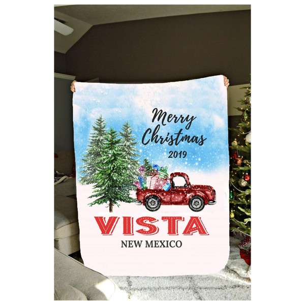 LongRelationship Plush Fleece Blanket 60x80 White Merry Christmas 2019 Vista