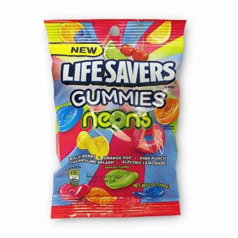 Lifesavers Gummies Neons Flavor Mix, 7 Ounce Bag [12-Bags]