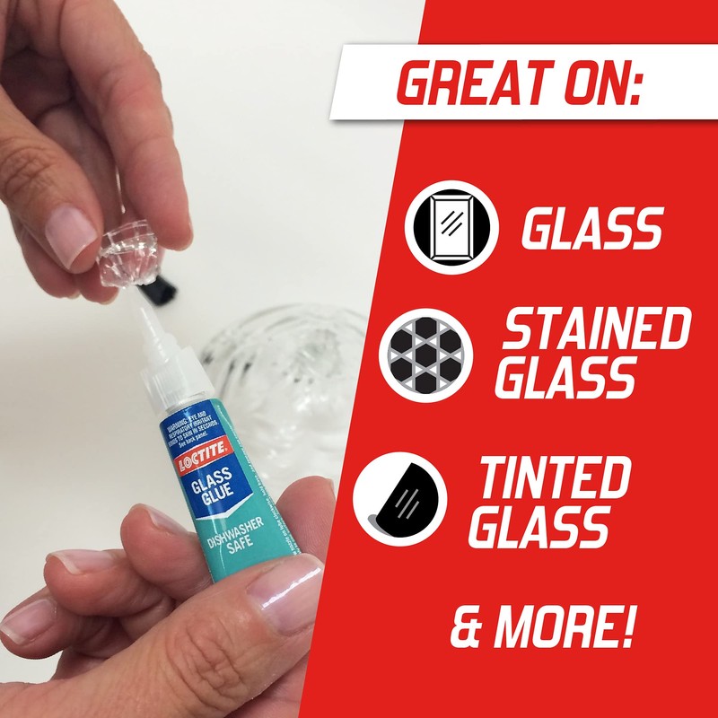 Loctite Glass Glue, Dishwasher Safe, Dries Clear & Fast Bonding,