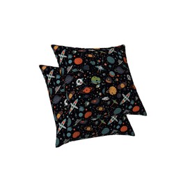 ggaimwf Throw Pillow Cover Galaxy Solar Planet UFO Outer Space Science Fiction Comic Fluffy Cushion Cover for Home Decorative Boys Kids Living Room Bedroom Sofa Couch Set of 2 60x60cm