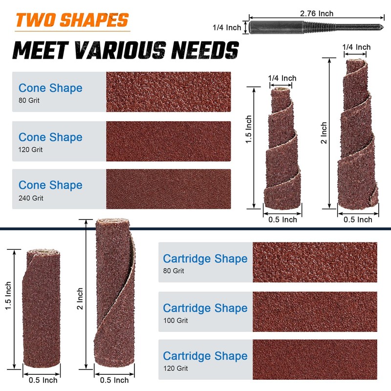 62Pcs Mini Sanding Cone Engine Porting Assortment Kit Cone Cylinder