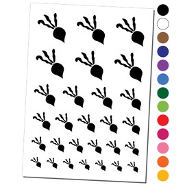 Radish Vegetable Vegetarian Doodle Temporary Tattoo Water Resistant Fake Body Art Set Collection - Red (One Sheet)