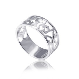 MATERIA by Matthias Wagner Wide Silver Ring Openwork Celtic Floral Design SR-86, Sterling Silver
