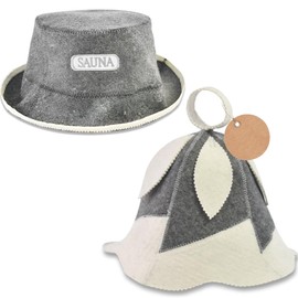 Sauna Hat, Wool Sauna Cap for Men & Women, Eco-Friendly, Handmade, Breathable, One Size Fits All - Spa, Steam Room, Banya, 2-Pack