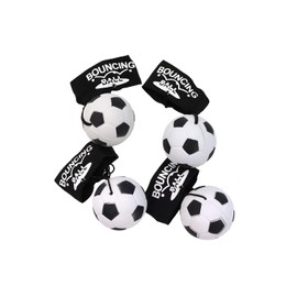 ELLUG Set of 4 Football Springball / Return Ball / Bouncy Ball, Bracelet and Cord, Safety Clip, Diameter 6.3 cm