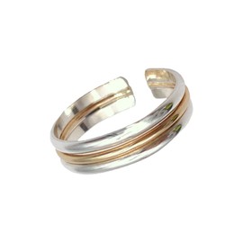Anillo de triple pila para los dedos del pie de ley 925 y relleno de oro de 14 quilates ajustable, Metal