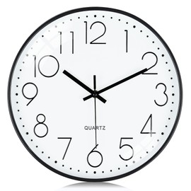 Lafocuse 3D Numbers Silent Wall Clock Black 30 cm Modern Easy to Read Kitchen Clock No Ticking Noise Wall Clock Analogue Decoration for Living Room Office Kitchen