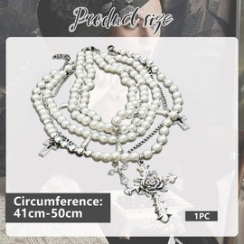 Goiern Layered Beads Necklace Set, Large Cross Chain, Goth Punk Jewellery, Creativity, Fashion Jewellery for Women and Girls, Gift