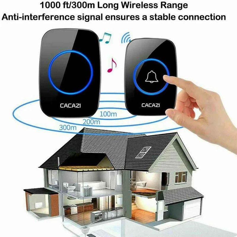 New Wireless Doorbell, Easy Installation, Waterproof, Adjustable Volume, 58 Chimes,