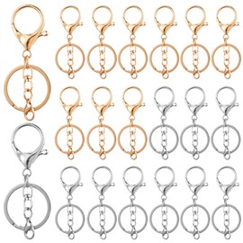 20Pcs Lobster Clasps Swivel Hooks Lobster Clasp Swivel Trigger Clips with Flat Split Keychain Ring Keychain Clip Hooks Claw Clasps for Jewelry DIY