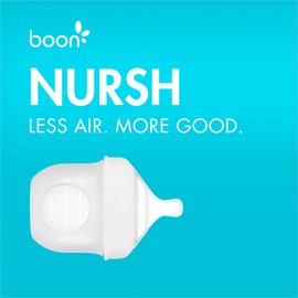 Boon, NURSH Reusable Silicone Pouch Baby Bottles for Air-Free Feeding with Stage 1 Slow Flow Nipple, 4 Ounce