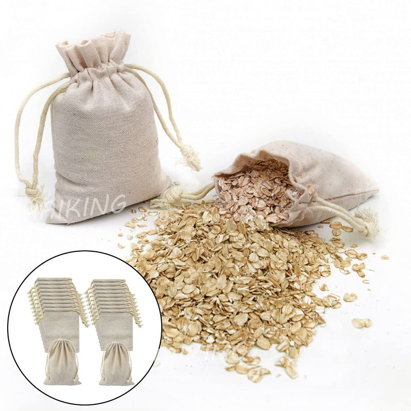 HAIKING Cotton Linen Drawstring Bag, 20 Pcs Reusable Cotton Muslin