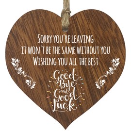Sorry You're Leaving Hanging Wooden Heart Sign Plaque Work Colleague Leaving Gifts - Dark Wood Hearts Signs, Work Gifts, Leaving Decorations, Christmas Secret Santa Gift, Leaving Present Ideas