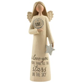 Feather & Grace Figurine Inscription I Love You More Than All The Stars, Angel Memorial Indoor or Outdoor Decor, Sculptures or Statues As Inspirational Gifts-Resins, Multi, One Size