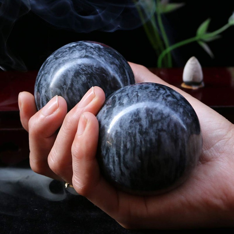 Healifty 1 Set/2PCS Chinese Exercise Baoding Balls Natural Jade Chinese