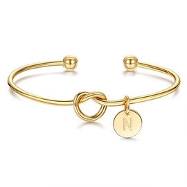 14K Gold Plated Initial Bracelet for Women - Dainty Knot Letter N Bracelets for Women, Bridesmaid Proposal Gifts Matron Maid of Honor Gift Bridal Wedding Party Gifts Jewelry
