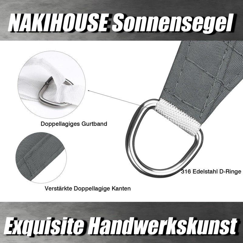 NAKIHOUSE Sun Sail, Waterproof, 2 x 4 m, Rectangular, Premium
