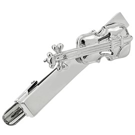 Violin N02451 Tie Bar Tie Clip, Brass, No Gemstone