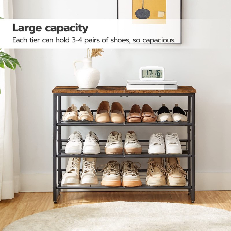 HOOBRO Shoe Rack, 4 Tier Shoe Organizer for Front Door
