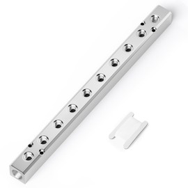 TAILONZ PNEUMATIC Silver 10 Way Pneumatic Shunt Aluminum Block Pneumatic Manifold Air Distribution Block Air Path Exhaust air Source Distributor,Compressed Air Manifold Pneumatic Block,Gas Divider