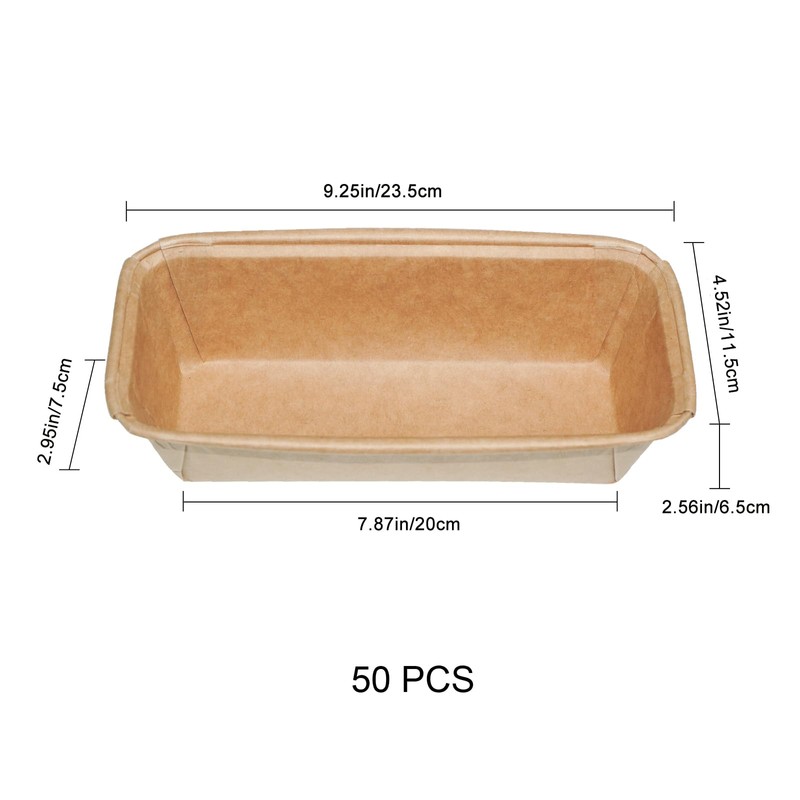 Lxmxgk 50Pcs Rectangle Paper Loaf Pans for Baking, Disposable Microwave