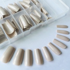 Lifextol Long Square Ballerina Glossy Fake Nail 1 Box of 120 Pieces Full Cover Acrylic Press on Nails Art Square False Nail for Beginner Women and Girls Manicure(Khaki）