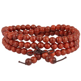 SUNYIK Cat's Eye Sandalwood 108 Tibetan Buddhist Mala Bracelet Beaded Prayer Bead(6mm)