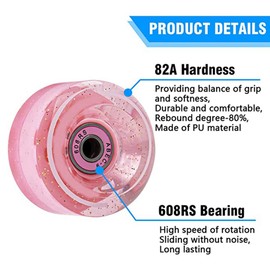 Asyduey 4-Piece 32 x 58mm 82A Roller Skate Wheels with Bearings for Indoor or Outdoor Use, with Portable Skate Accessory Wrench