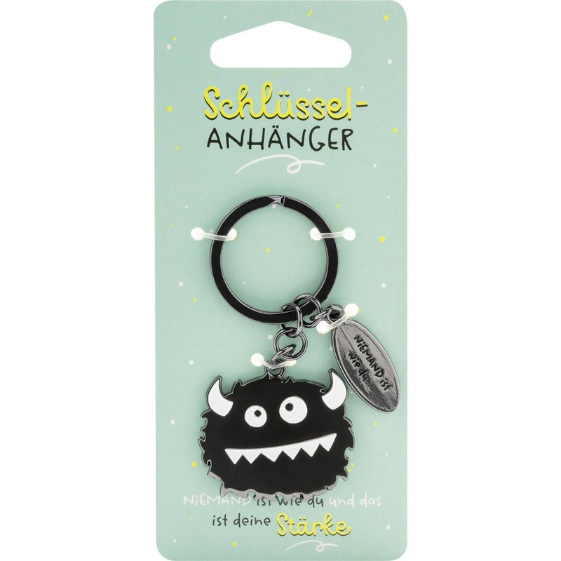 H:PPY life Monster Keyring with Saying Strength | Pendant with