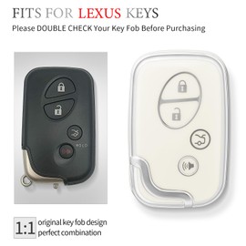 OFFCURVE for Lexus Key Fob Cover with Keychain Key Fob Case Holder for Lexus ES350 GS300 GS430 GS450h GS460 is F IS250 IS350 LS460 LX570 RX350 Car Accessories Smart Keyless Remote Key Protector, White