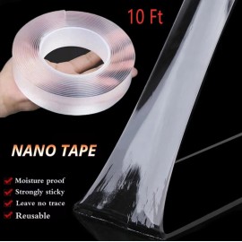 Alien Nano Tape Double Sided Heavy Duty Reusable Adhesive Stick Transparent 10Ft