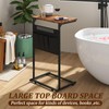 ZERDER C Shaped End Table, Small Side Table with Storage
