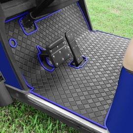 Cartalia Golf Cart Floor Liner Mat 8mm Thick Rubber Full Coverage Fit for EZGO TXT (1994-2025), Express S4 (2012-2020), Cushman Workhorse, EX1 (2020), Valor, Navitas, Some Star Carts Mats - Bule Trim